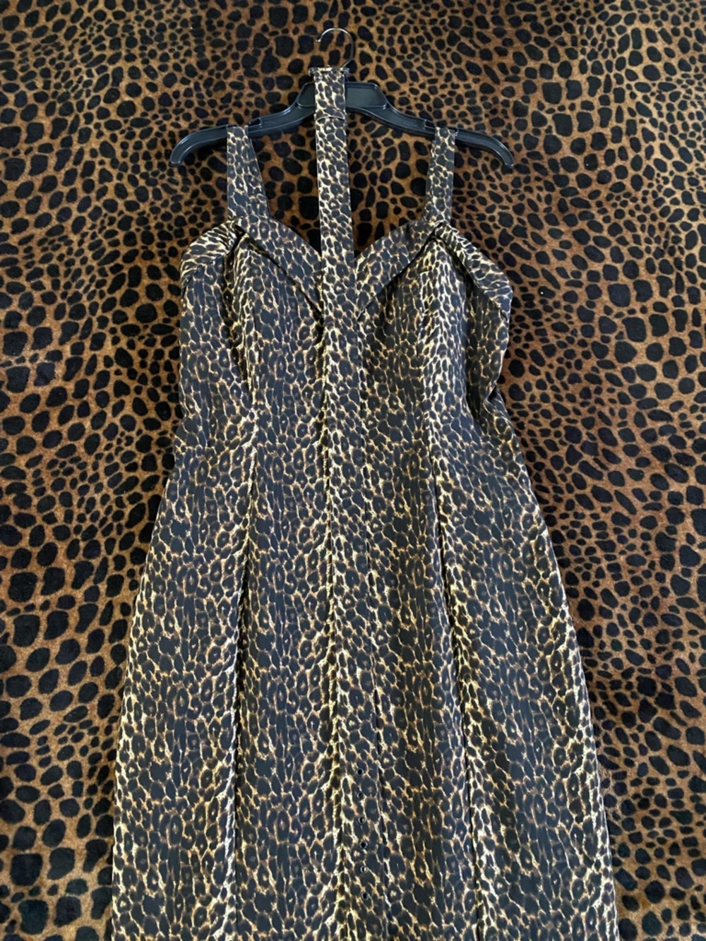 Vixen by Micheline Pitt Leopard Print Pencil Dress - Brown NWT - Picture 2 of 4